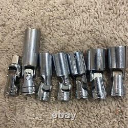 Snap-on 7 Piece 3/8 Drive Deep 6 Point Sae Swivel Socket Set- USA