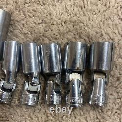 Snap-on 7 Piece 3/8 Drive Deep 6 Point Sae Swivel Socket Set- USA