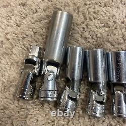 Snap-on 7 Piece 3/8 Drive Deep 6 Point Sae Swivel Socket Set- USA