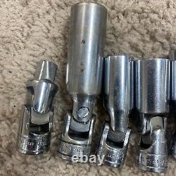 Snap-on 7 Piece 3/8 Drive Deep 6 Point Sae Swivel Socket Set- USA