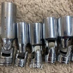 Snap-on 7 Piece 3/8 Drive Deep 6 Point Sae Swivel Socket Set- USA