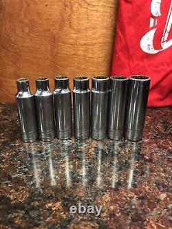 Snap-on 7 pc SM10, 11, 13, 14, 15, 16 SM19 deep 1/2 drive 12 point socket(LOOK)