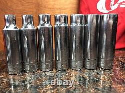 Snap-on 7 pc SM10, 11, 13, 14, 15, 16 SM19 deep 1/2 drive 12 point socket(LOOK)