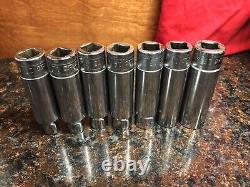 Snap-on 7 pc SM10, 11, 13, 14, 15, 16 SM19 deep 1/2 drive 12 point socket(LOOK)