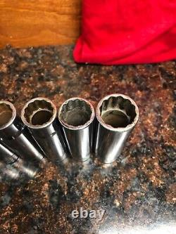 Snap-on 7 pc SM10, 11, 13, 14, 15, 16 SM19 deep 1/2 drive 12 point socket(LOOK)