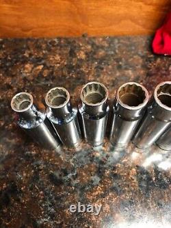 Snap-on 7 pc SM10, 11, 13, 14, 15, 16 SM19 deep 1/2 drive 12 point socket(LOOK)