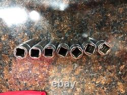 Snap-on 7 pc SM10, 11, 13, 14, 15, 16 SM19 deep 1/2 drive 12 point socket(LOOK)