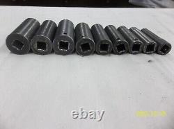 Snap-on 9-Piece 1/2 Drive 6-Point SAE Deep Well Impact Sockets 1/2-1