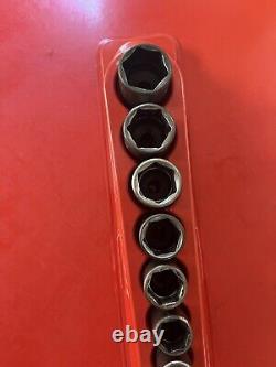 Snap-on 9-Piece 3/8 Drive 6-Point SAE Semi-Deep Impact Socket Set 3/8-7/8