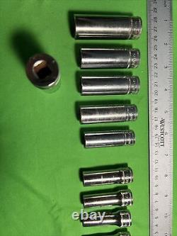 Snap-on 9 pc 3/8 Drive 6-Point Metric Flank Drive Deep Socket Set 212SFSMY