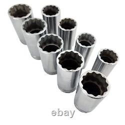 Snap-on 9pc 1/2 Drive SAE Deep Socket S-Series Set 1-1.5 Flank Drive 12pt USA