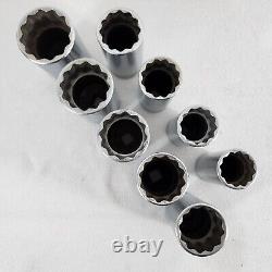 Snap-on 9pc 1/2 Drive SAE Deep Socket S-Series Set 1-1.5 Flank Drive 12pt USA