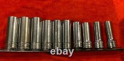 Snap-on Deep Socket set, 3/8 drive, 6 point 10 piece vintage set