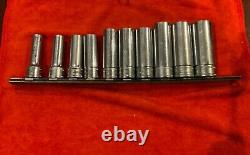 Snap-on Deep Socket set, 3/8 drive, 6 point 10 piece vintage set