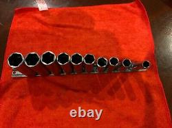 Snap-on Deep Socket set, 3/8 drive, 6 point 10 piece vintage set