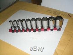 Snap on FSS 10pc 3/8 Drive 6 Point SAE 1/4 13/16 Semi Deep Socket Set USA