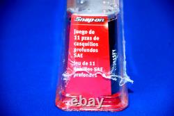Snap-on NEW Ships FREE 11 Piece 3/8 Drive 12-Point SAE Deep Socket Set 211SFY