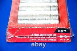 Snap-on NEW Ships FREE 13 Pc 1/2 Drive 12-Point SAE Flank Drive Deep Socket Set