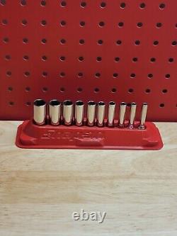 Snap-on NICE 110STMY 3/16 9/16 1/4 Drive 10-Piece 6-Point Deep Socket Set