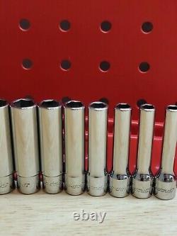 Snap-on NICE 110STMY 3/16 9/16 1/4 Drive 10-Piece 6-Point Deep Socket Set