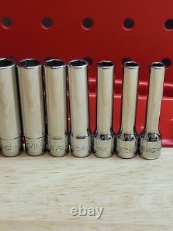 Snap-on NICE 110STMY 3/16 9/16 1/4 Drive 10-Piece 6-Point Deep Socket Set