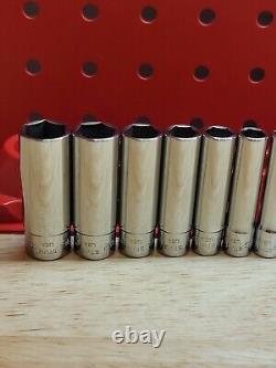 Snap-on NICE 110STMY 3/16 9/16 1/4 Drive 10-Piece 6-Point Deep Socket Set