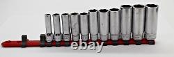 Snap-on SFSM Socket Set 11 Pc Deep Well Metric 3/8 Drive 6 Point 9mm-19mm