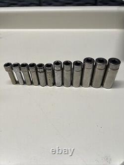 Snap-on SFSM Socket Set 12 Pc Deep Well Metric 3/8 Drive 6 Point 8mm-19mm #8C5