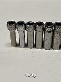 Snap-on SFSM Socket Set 12 Pc Deep Well Metric 3/8 Drive 6 Point 8mm-19mm #8C5