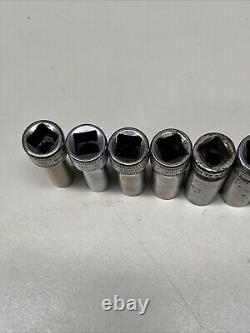 Snap-on SFSM Socket Set 12 Pc Deep Well Metric 3/8 Drive 6 Point 8mm-19mm #8C5