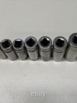 Snap-on SFSM Socket Set 12 Pc Deep Well Metric 3/8 Drive 6 Point 8mm-19mm #8C5