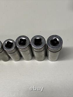 Snap-on SFSM Socket Set 12 Pc Deep Well Metric 3/8 Drive 6 Point 8mm-19mm #8C5