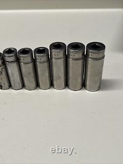 Snap-on SFSM Socket Set 12 Pc Deep Well Metric 3/8 Drive 6 Point 8mm-19mm #8C5