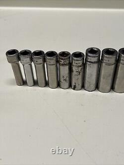 Snap-on SFSM Socket Set 12 Pc Deep Well Metric 3/8 Drive 6 Point 8mm-19mm #8C5