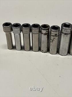 Snap-on SFSM Socket Set 12 Pc Deep Well Metric 3/8 Drive 6 Point 8mm-19mm #8C5