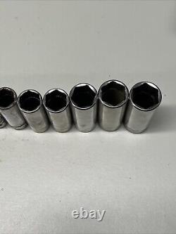 Snap-on SFSM Socket Set 12 Pc Deep Well Metric 3/8 Drive 6 Point 8mm-19mm #8C5