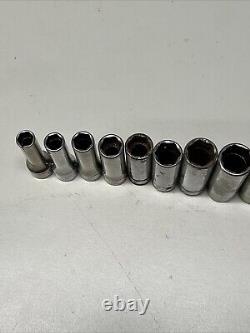 Snap-on SFSM Socket Set 12 Pc Deep Well Metric 3/8 Drive 6 Point 8mm-19mm #8C5