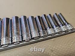 Snap-on SFSM Socket Set 12 Pc Deep Well Metric 3/8 Drive 6 Point USA 8mm-19mm