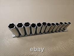 Snap-on SFSM Socket Set 12 Pc Deep Well Metric 3/8 Drive 6 Point USA 8mm-19mm