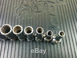 Snap-on Sae Semi Deep 12 Point Socket 12 Piece Set 3/8 Drive Snapon Snap On