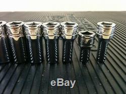 Snap-on Sae Semi Deep 12 Point Socket 12 Piece Set 3/8 Drive Snapon Snap On