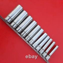 Snap-on Tools 1/4 Drive Metric 11 Piece Deep 12 Point Socket Set 5 MM To 14 MM