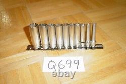 Snap-on Tools 10 Piece 1/4 Drive Sae. Deep 12 Point Chrome Socket Set 110stmdy