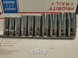 Snap-on Tools 10 Piece 3/8 Drive Deep Socket Set 12 Point SAE 3/8 7/8 SF