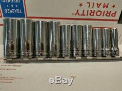 Snap-on Tools 10 Piece 3/8 Drive Deep Socket Set 12 Point SAE 3/8 7/8 SF