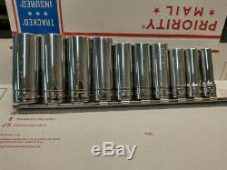 Snap-on Tools 10 Piece 3/8 Drive Deep Socket Set 12 Point SAE 3/8 7/8 SF