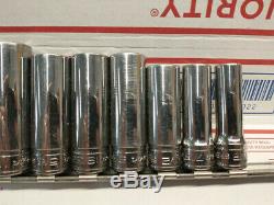 Snap-on Tools 10 Piece 3/8 Drive Deep Socket Set 12 Point SAE 3/8 7/8 SF