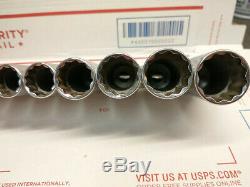 Snap-on Tools 10 Piece 3/8 Drive Deep Socket Set 12 Point SAE 3/8 7/8 SF