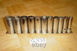 Snap-on Tools 11 Piece 1/2 Drive Sae. Deep Chrome Socket Set 6 Point 313tsya