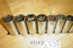 Snap-on Tools 11 Piece 1/2 Drive Sae. Deep Chrome Socket Set 6 Point 313tsya